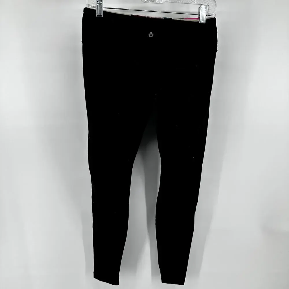 Lululemon Wunder Under Pant Full-On Luon Black Quilt Spring 14-20 Reversible 8